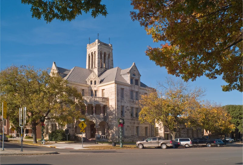 The historic Comal County Courthouse in downtown New Braunfels, TX
