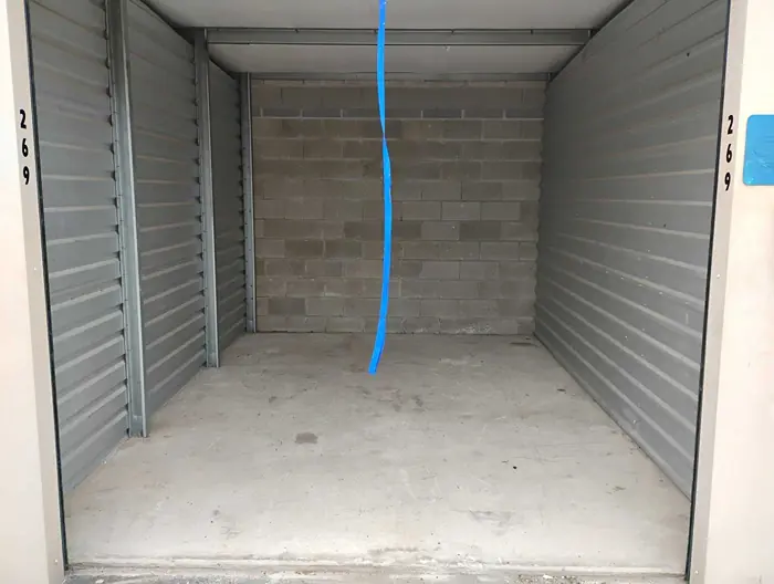 The same storage unit after the cleanout, completely empty